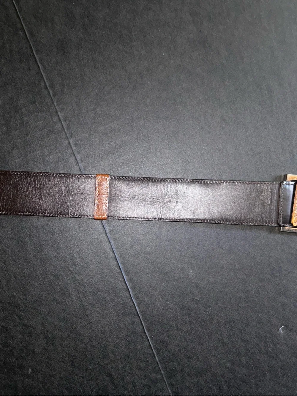 Gucci Striped Green and Red Fabric Belt with Brown Leather Ends